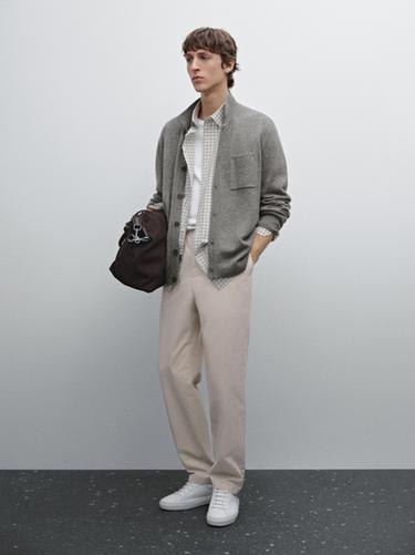 Zara Poplin jogger fit trousers - Beige - Image 0