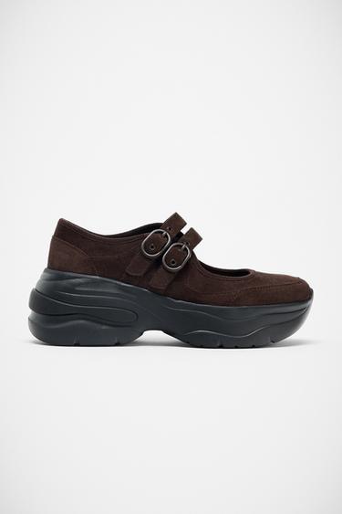 PLATFORM SPORTS BALLET FLATS - Brown by Zara