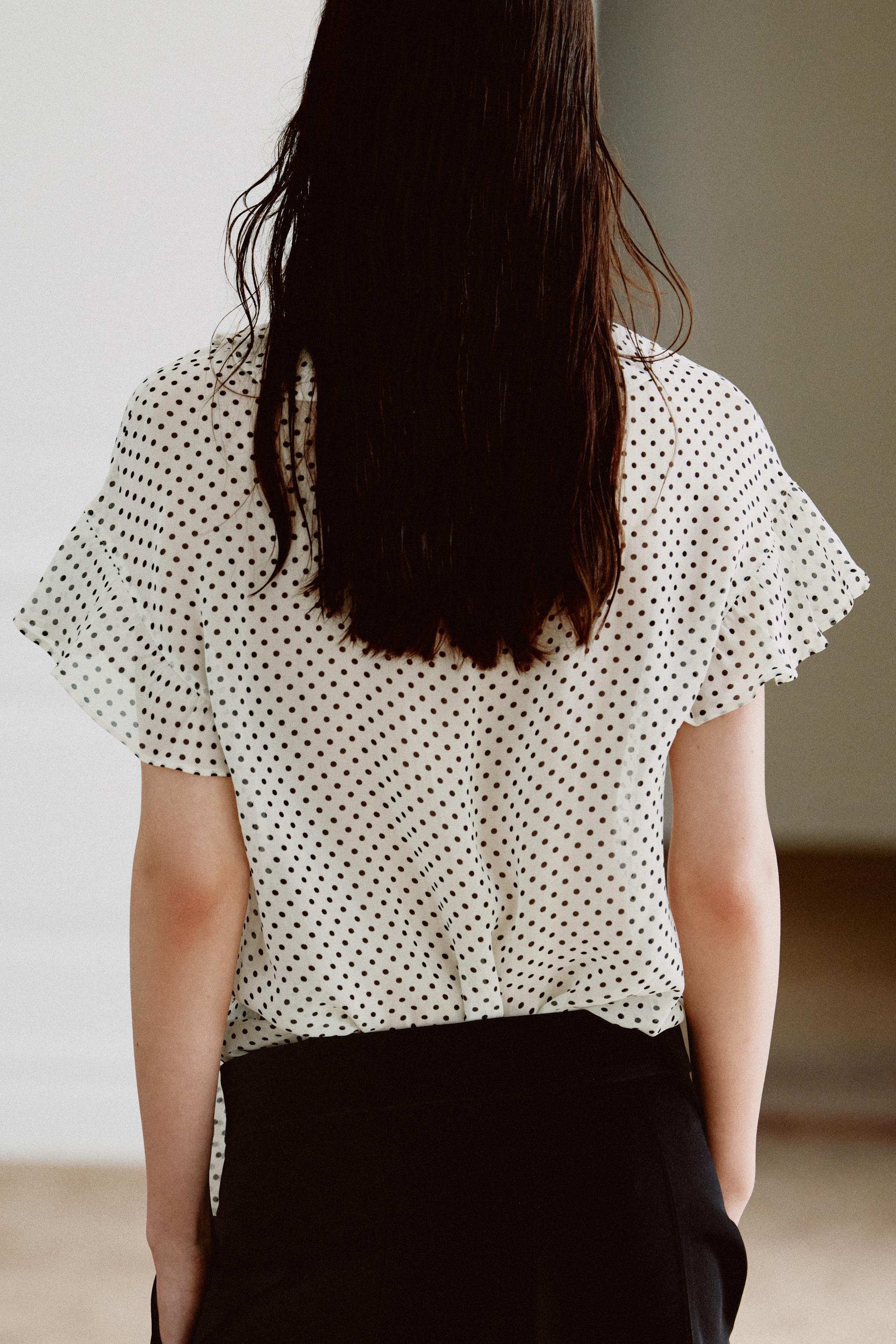 TIED POLKA DOT BLOUSE ZW COLLECTION