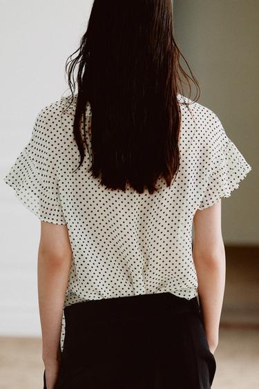 BLOUSE À NŒUDS ET POIS ZW COLLECTION - Blanc de Zara - Image 2