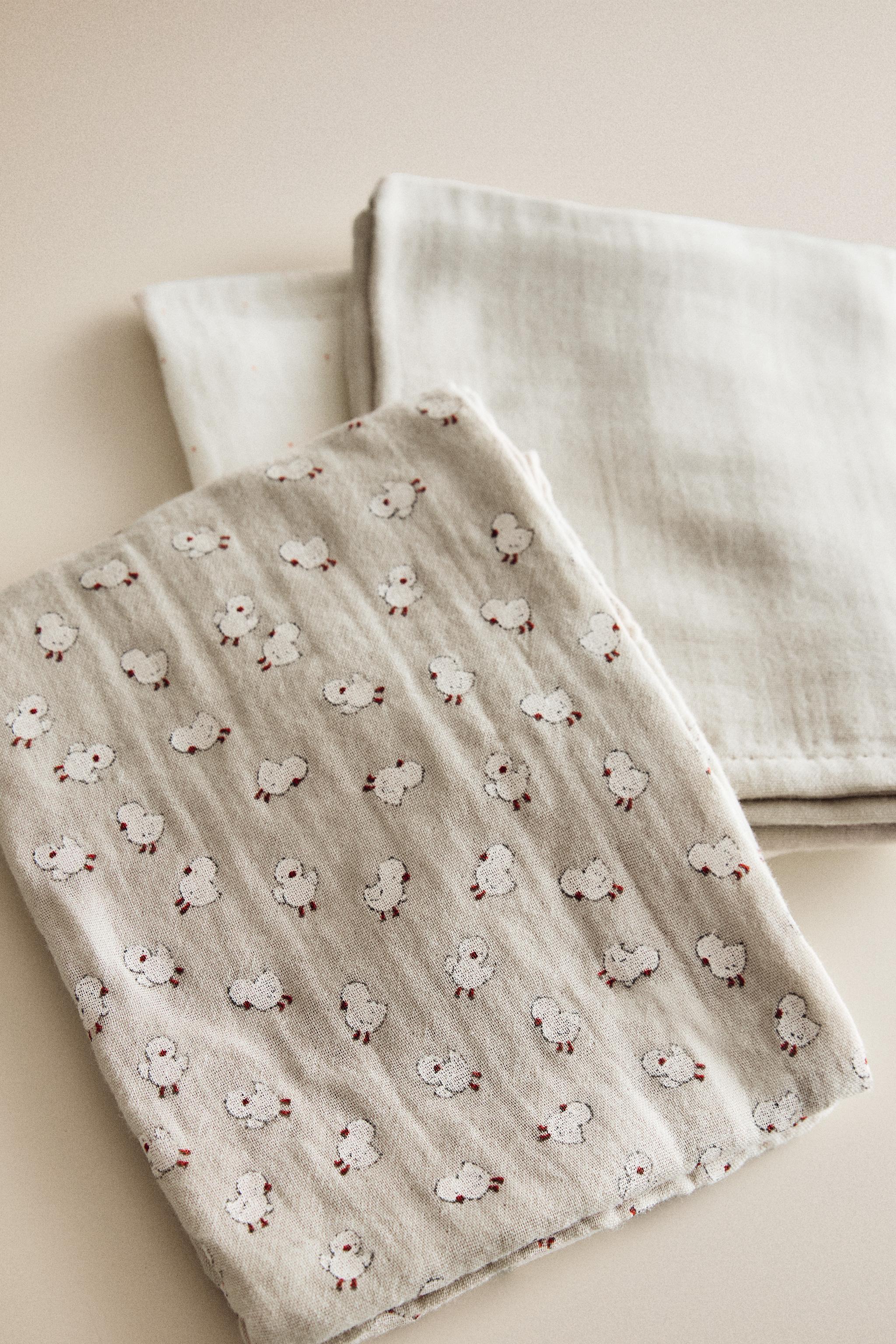 BABY CHICK MUSLIN CLOTHS (PACK OF 3) — Gray