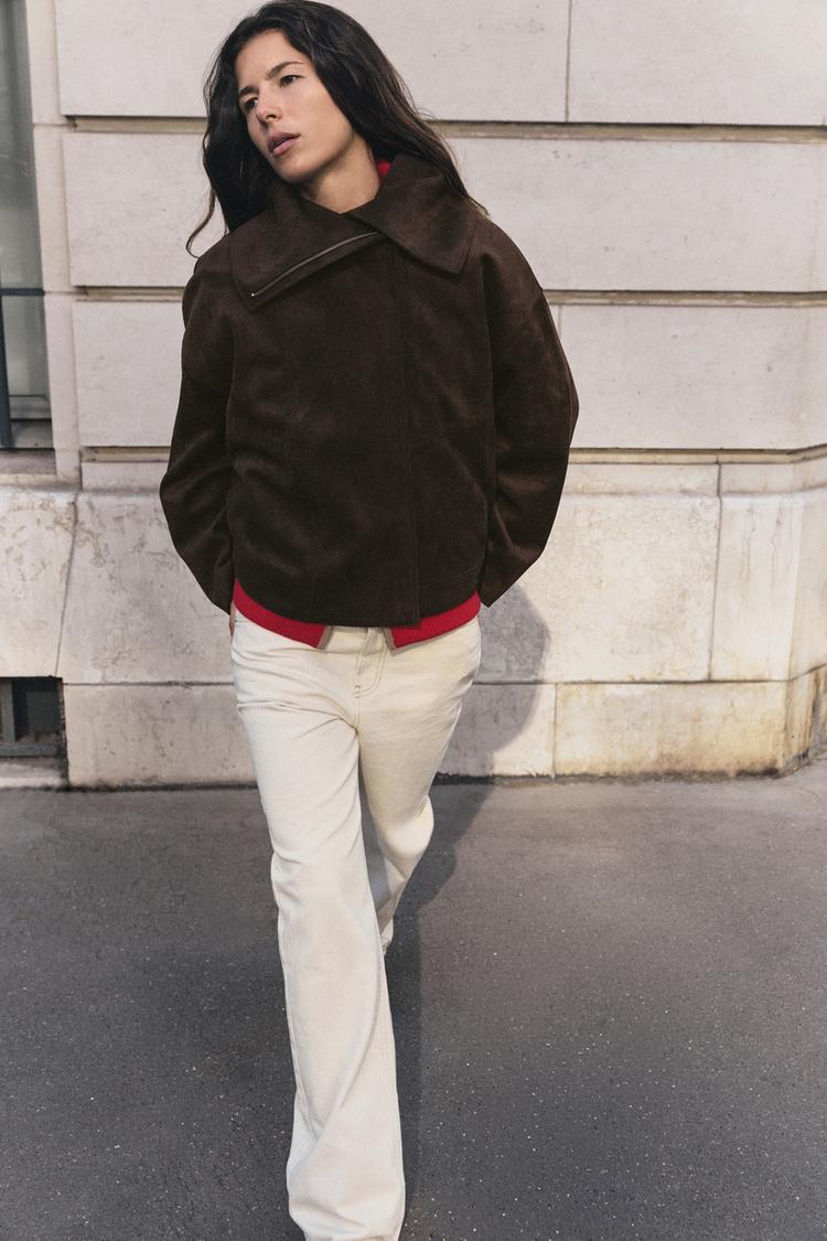 BOMBER JACKET WITH WIDE COLLAR