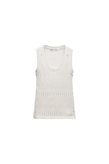 SLEEVELESS TOP WITH METALLIC THREAD