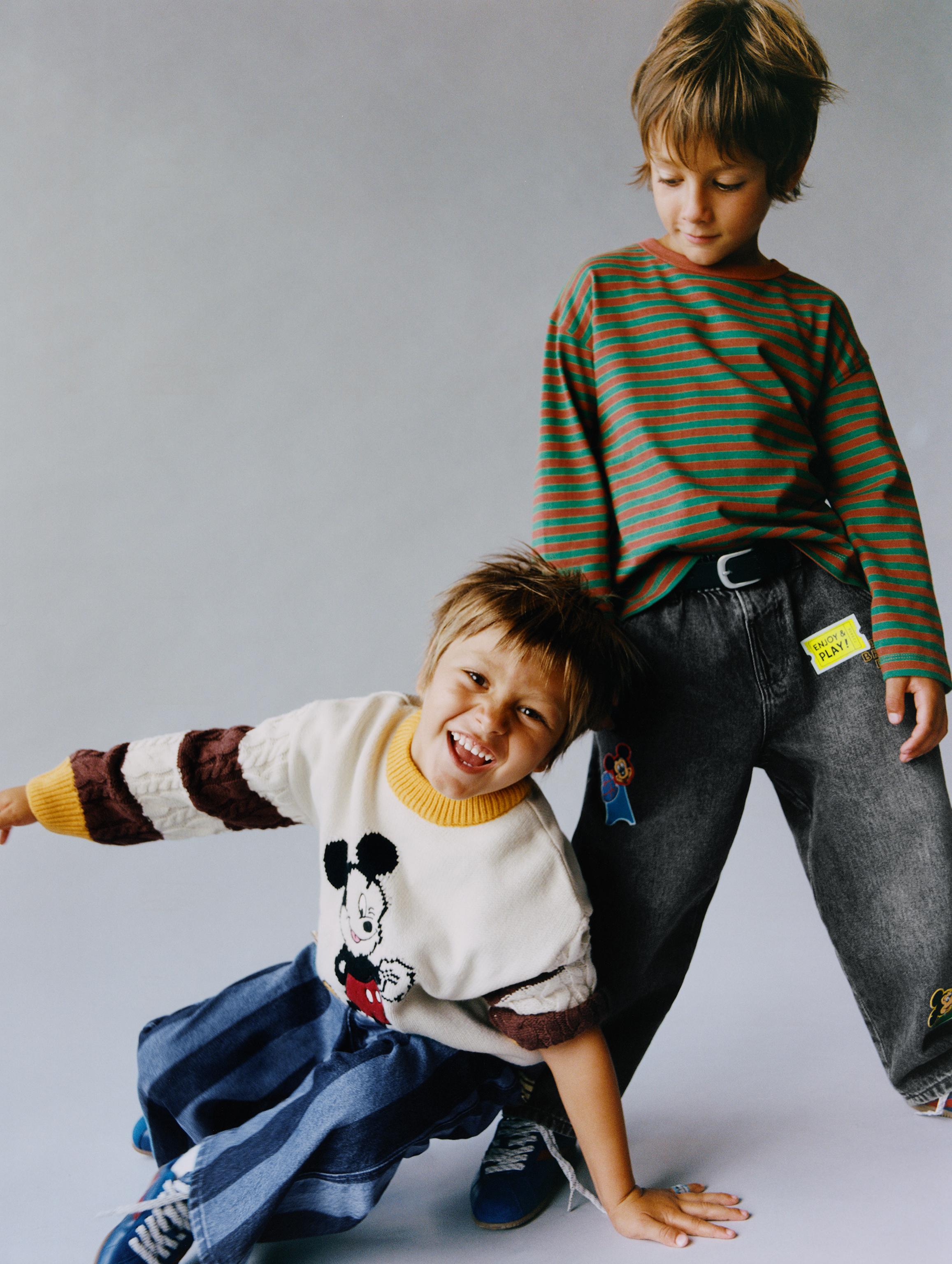 STRIPED BALLOON JEANS WITH LABEL — Indigo