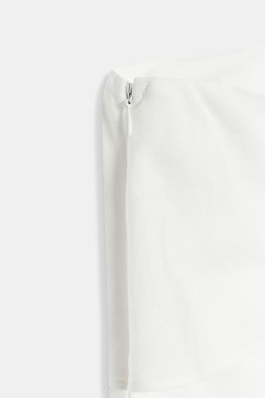 ROBE ASYMÉTRIQUE À VOLANTS EN LIN ZW COLLECTION - Blanc cassé de Zara - Image 6