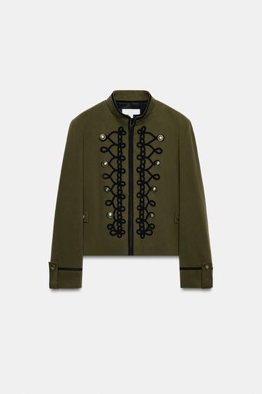 BLAZER WITH SHOULDER PADS AND FIREMAN CLASP - Khaki by Zara - Image 5