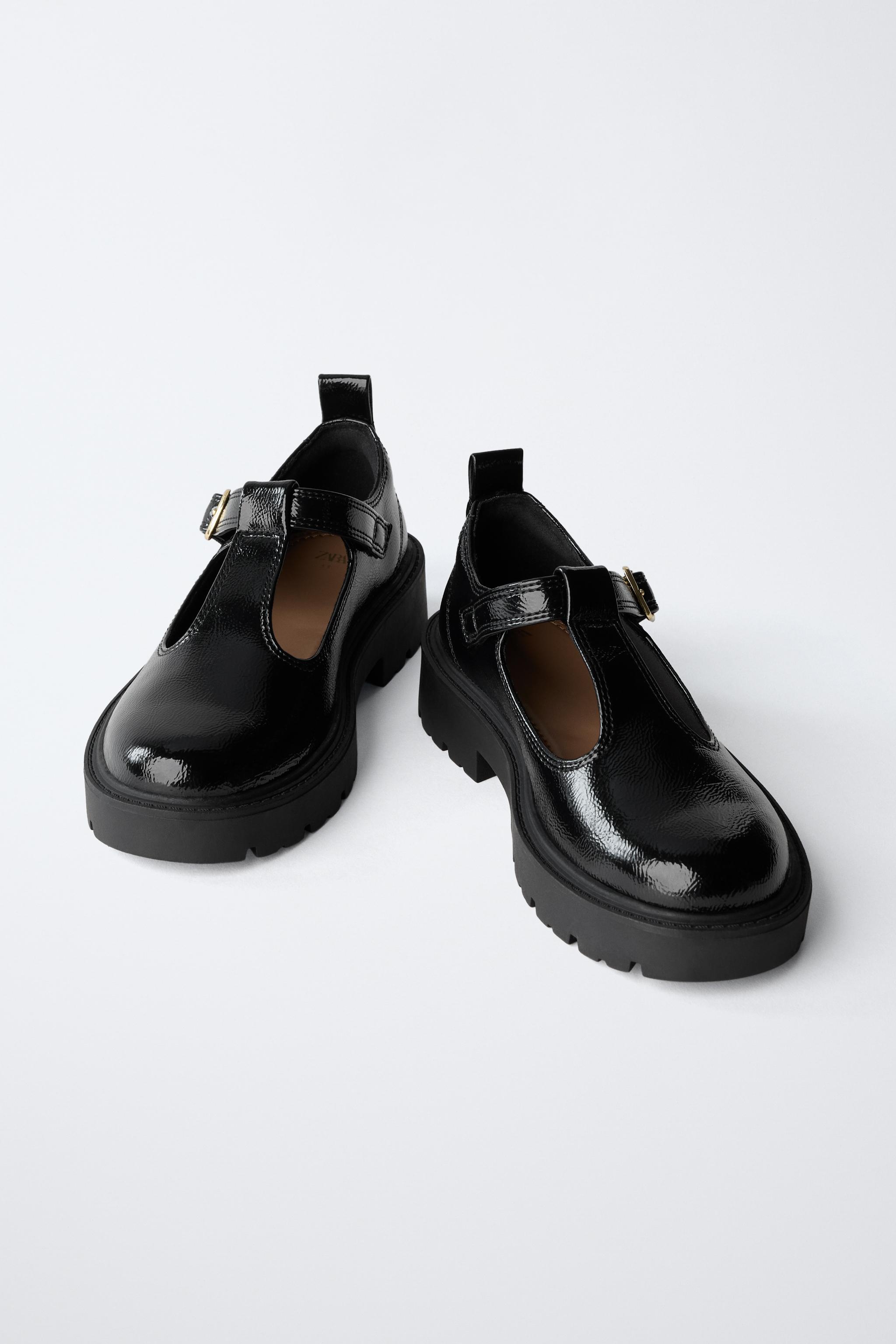 エナメル Tストラップシューズ - ブラック | ZARA Japan / 日本