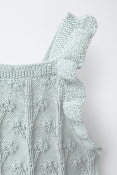 BODY EN MAILLE À VOLANTS ET LIN - Vert pastel de Zara - Image 2