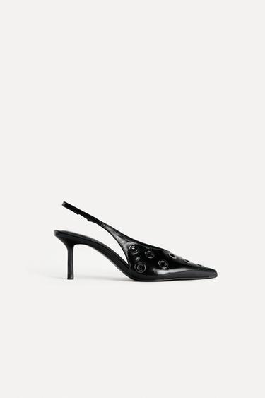 CHAUSSURES OUVERTES À L’ARRIÈRE AVEC ŒILLETS EN CUIR 50E ANNIVERSAIRE - Noir de Zara - Image 2