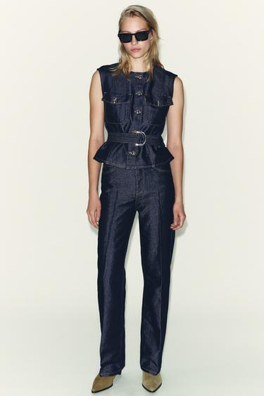 ДЖИНСОВИЙ ЖИЛЕТ Z1975 З ПОЯСОМ - Блакитний Zara - Зображення 0