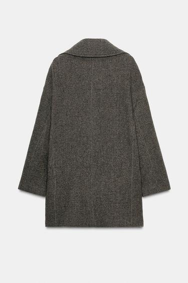 ZW COLLECTION WOOL BLEND DOUBLE-BREASTED COAT - Brown marl by Zara