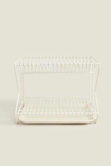 METAL DISH DRAINER WITH TRAY - Cream by Zara