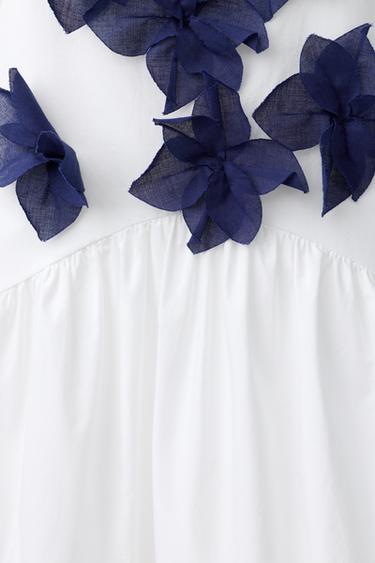 FLORAL DRESS WITH BIB FRONT - White by Zara - Image 3