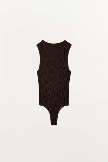 SEAMLESS LACE BODYSUIT - Brown by Zara - Image 3