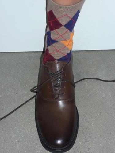 ARGYLE PATTERN SOCKS — Brown / Taupe 2