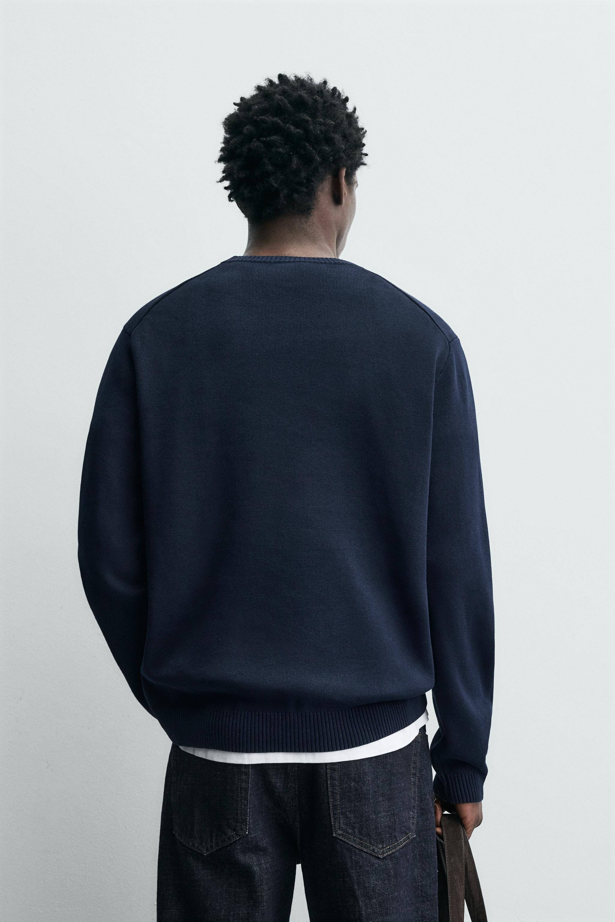 テクスチャー入りコットンセーター - ネイビーブルー | ZARA Japan / 日本