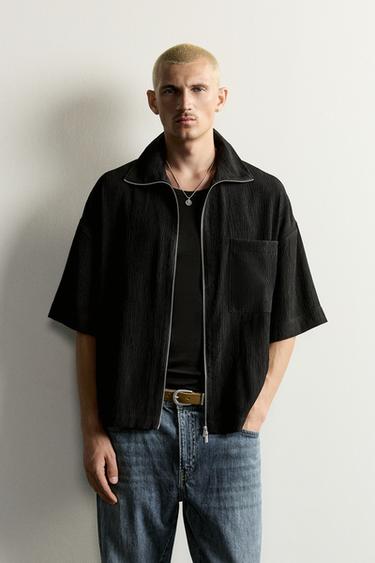 CAMISA RELAXED FIT RELIEVE - Negro de Zara