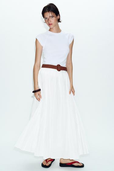 BELTED MIDI SKIRT - White by Zara