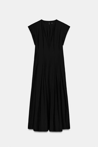 ZW COLLECTION POPLIN PLEATED DRESS - Black by Zara - Image 5