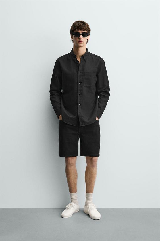 REGULAR FIT LINEN - COTTON SHIRT