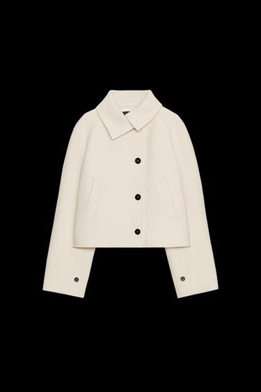 ZW COLLECTION SHORT WOOL COAT - Ecru by Zara - Image 0