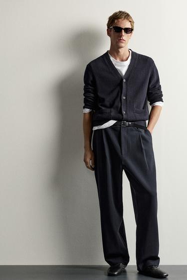 RELAXED FIT PLEATED TROUSERS - striped by Zara