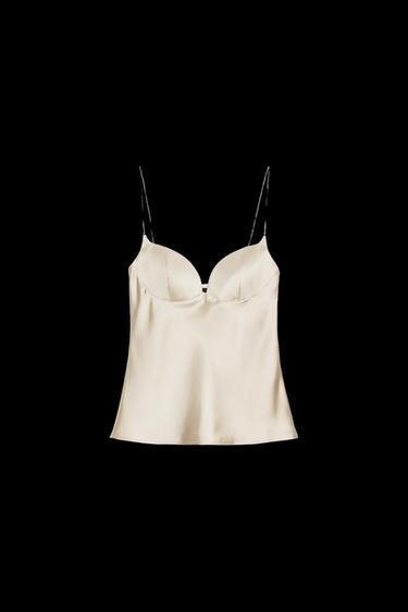 SATINIERTES OBERTEIL MIT HERZAUSSCHNITT - Beige von Zara - Bild 0