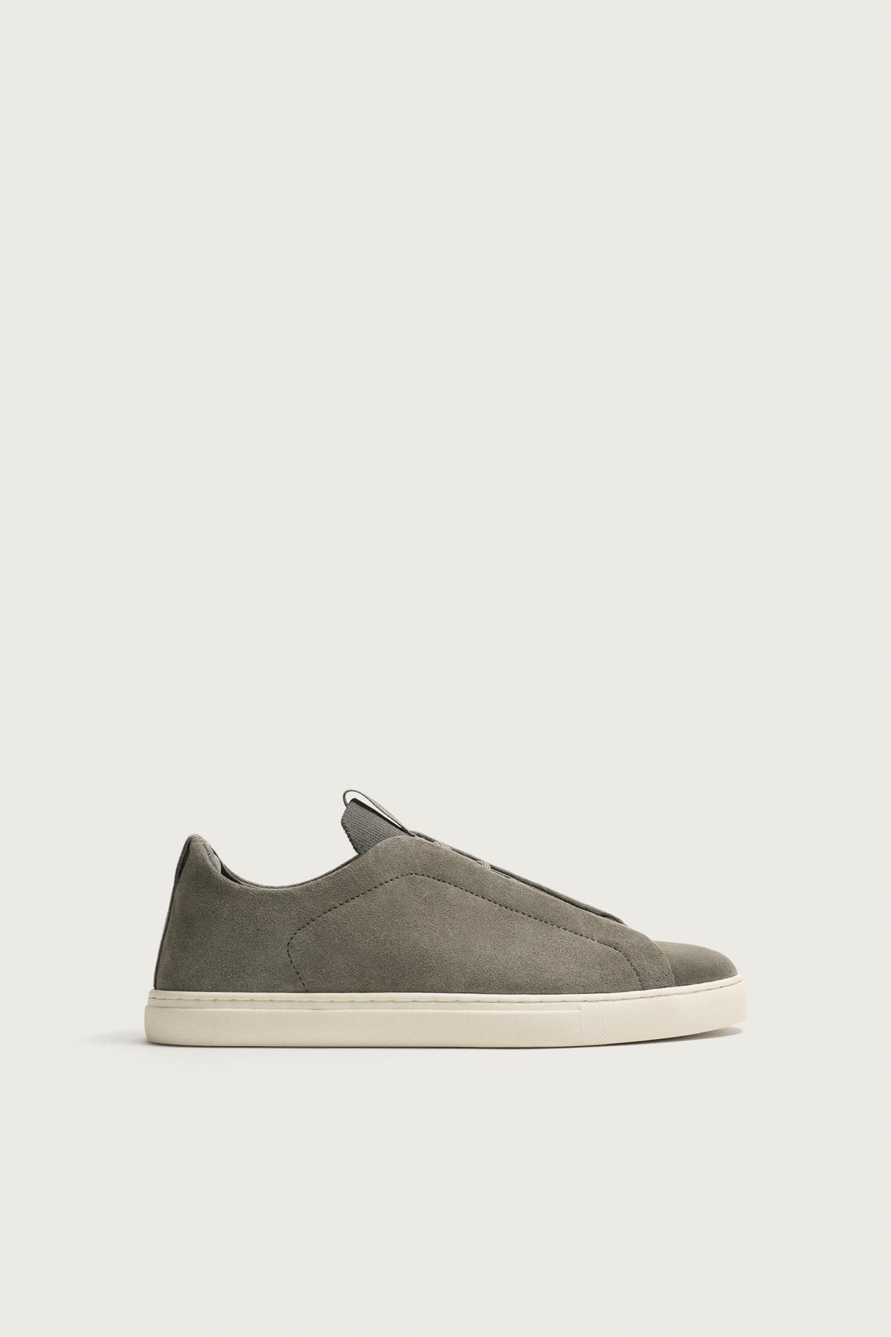LEATHER SNEAKERS — Taupe Gray