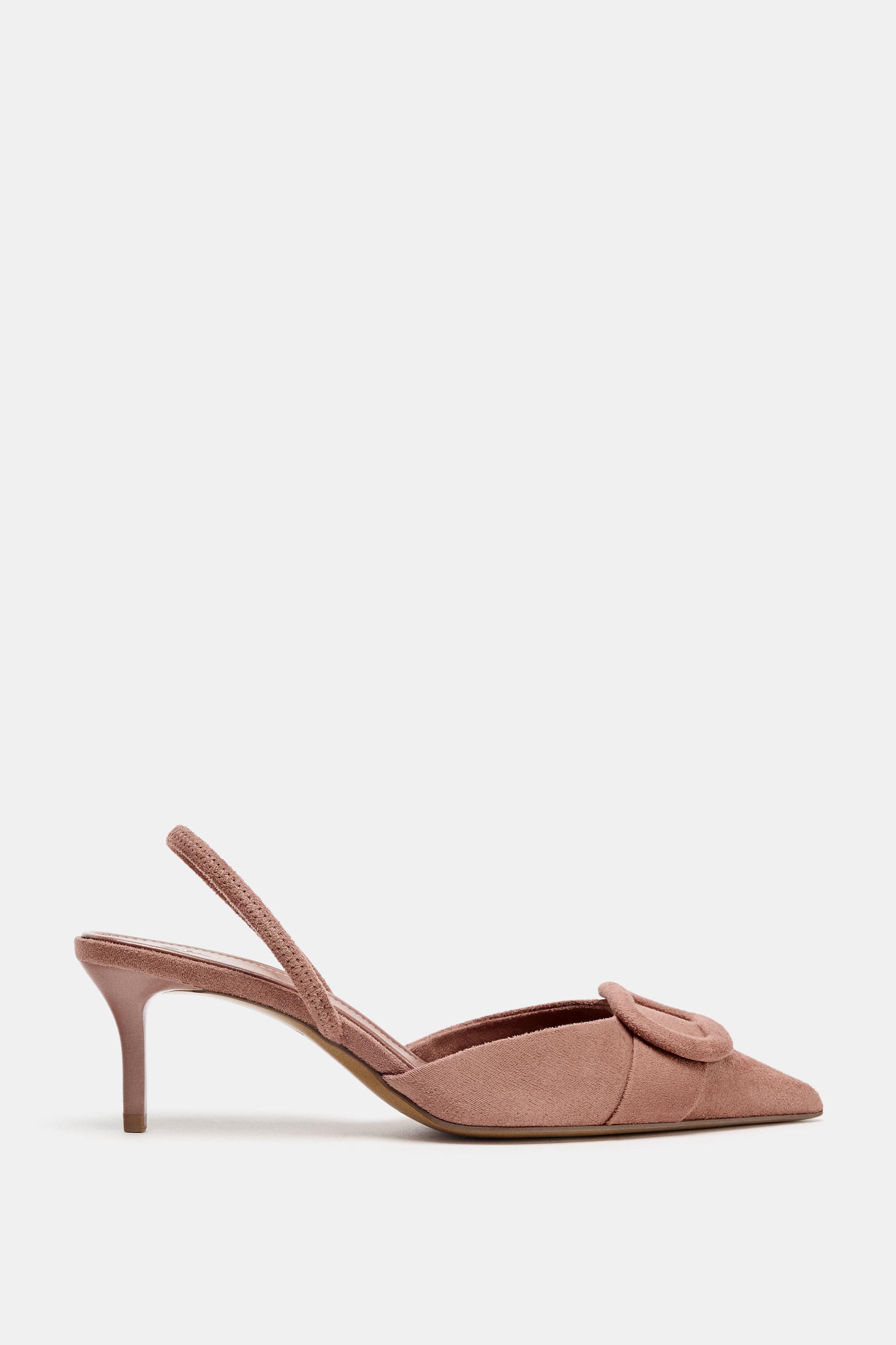 SLINGBACK SHOES WITH PIECE DETAIL - Pink | ZARA Thailand