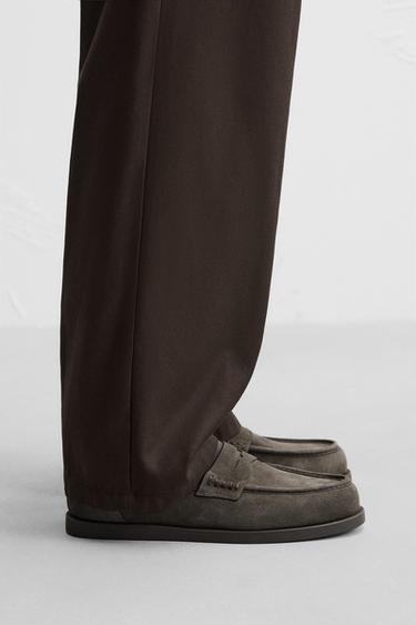 CASUAL LEATHER PENNY LOAFERS - Taupe Grey by Zara - Image 0