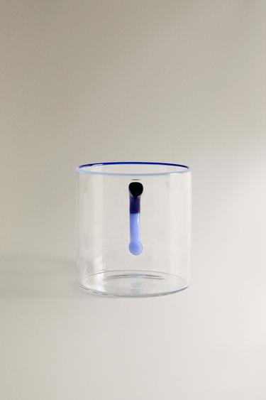 BOROSILICATE GLASS MUG WITH COLOURED HANDLE - Blue by Zara - Image 4