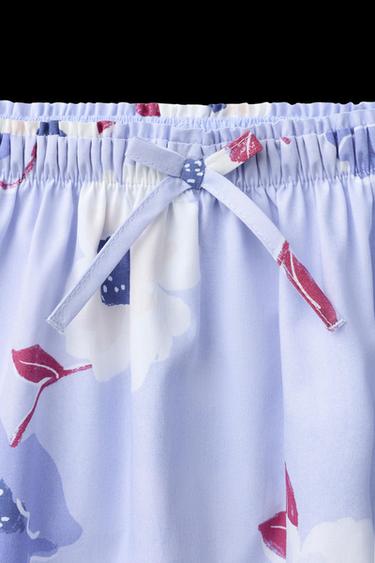 Zara FLORAL SKORT - Light blue