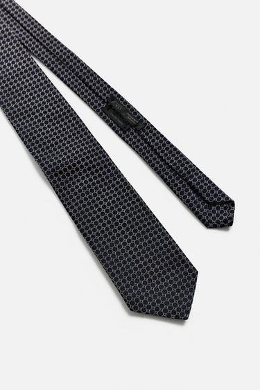 CRAVATE JACQUARD 100 % SOIE - Bleu marine de Zara - Image 4