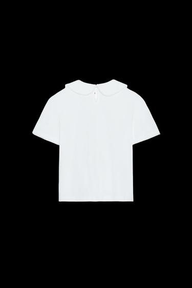 PETER PAN COLLAR T-SHIRT - White by Zara