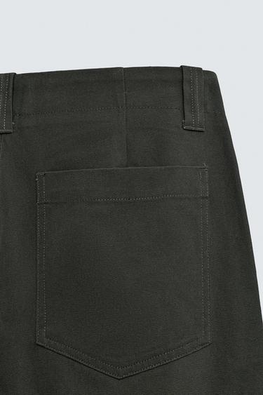 TEXTURED CANVAS TROUSERS - Dark khaki by Zara - Image 9