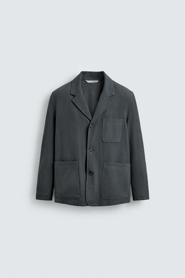 Zara 寬鬆版紋理西裝外套 - 煤灰色