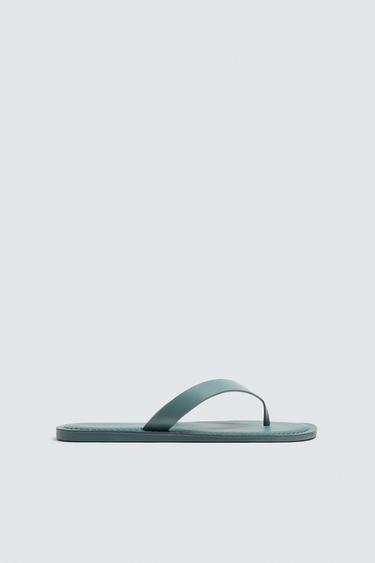 Zara STRAPPY LEATHER SANDALS - Water Green
