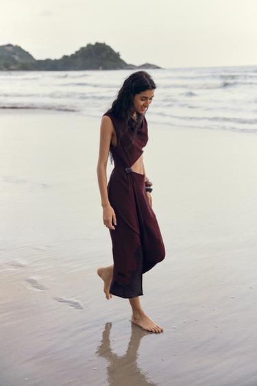 CUT-OUT MIDI DRESS - Burgundy by Zara - Image 0