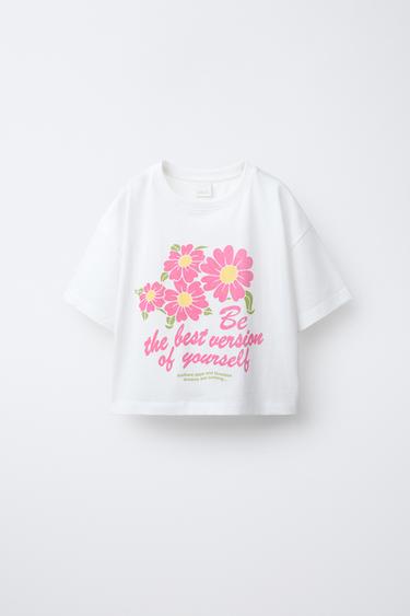 Zara FLORAL PRINT T-SHIRT - White