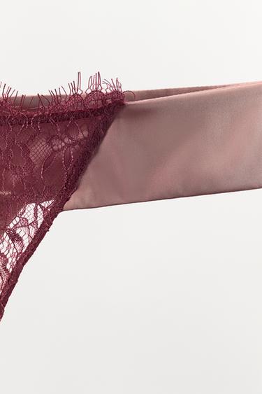 TANGA BIMATIÈRE EN DENTELLE - Rose poudré de Zara - Image 5