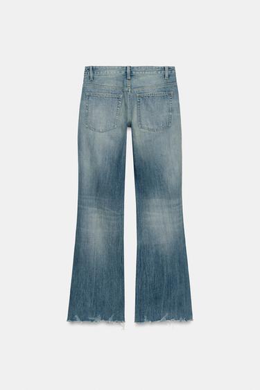 JEANS TRF FLARE ROTOS TIRO MEDIO - Azul de Zara