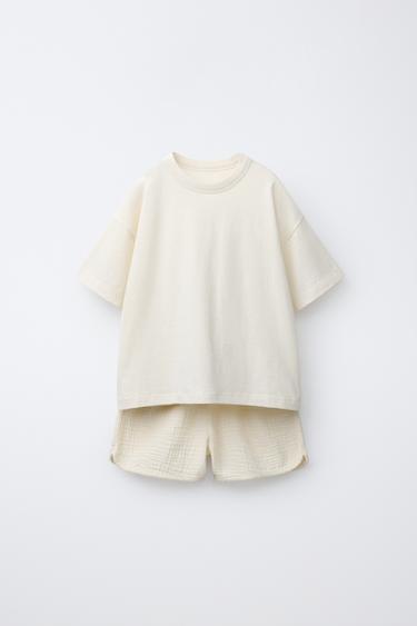T-SHIRT AND BERMUDA SHORTS JOGGING SET - Ecru by Zara