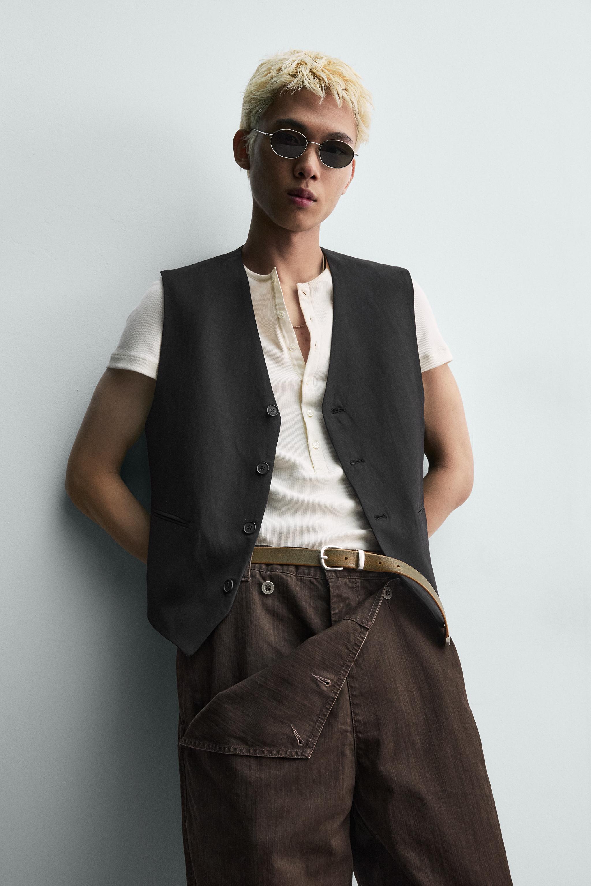VISCOSE-LINEN SUIT VEST