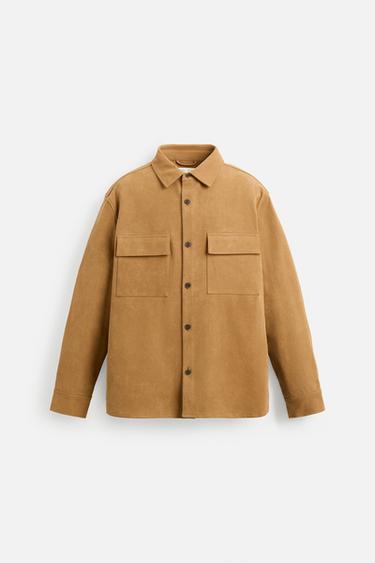 FAUX SUEDE SHIRT - Brown by Zara - Image 6
