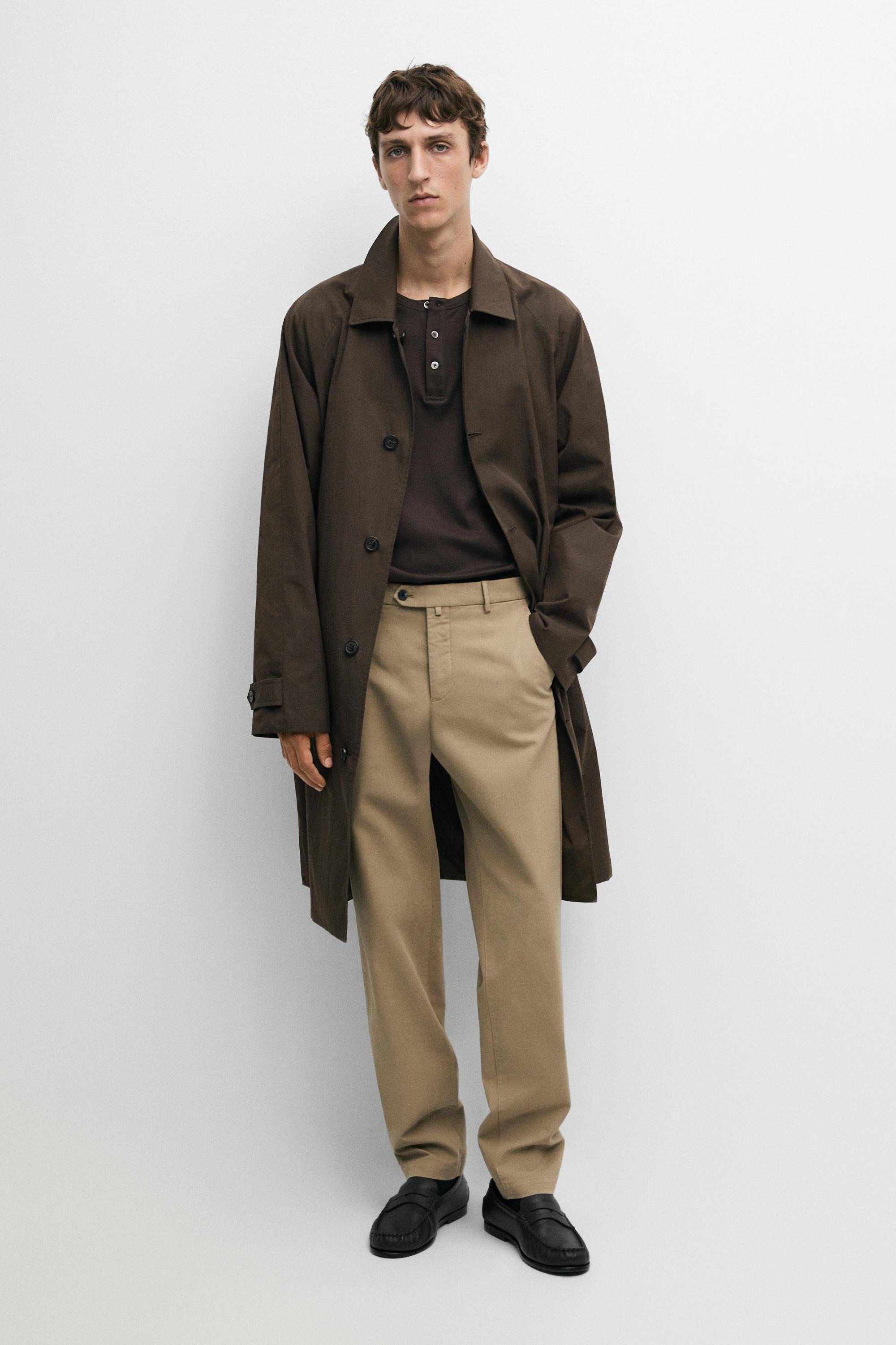 100% cotton slim fit pants — Beige