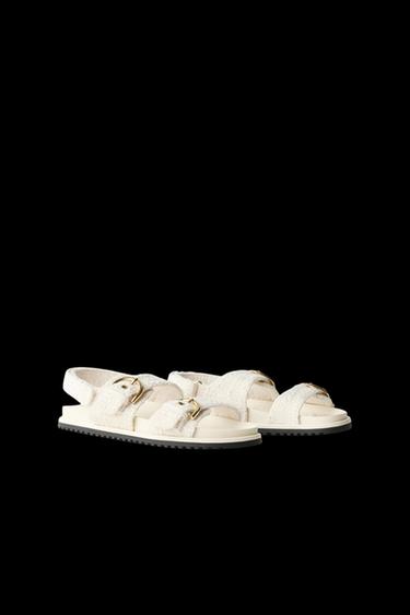 Zara BUCKLED SANDALS - Off White