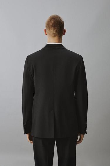 Zara SHAWL LAPEL TUXEDO BLAZER - Black