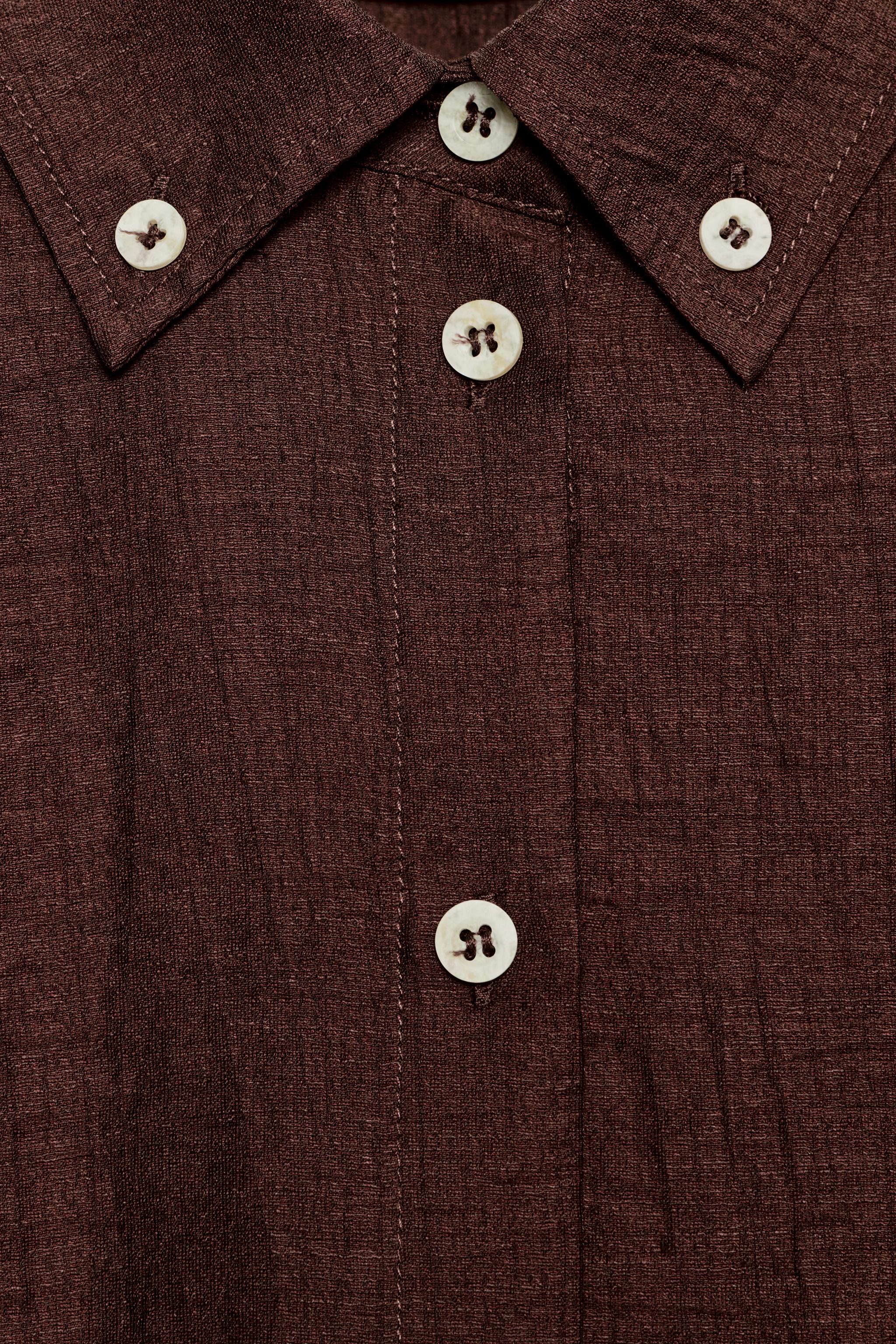 LINEN BELTED SHOULDER PAD TOP