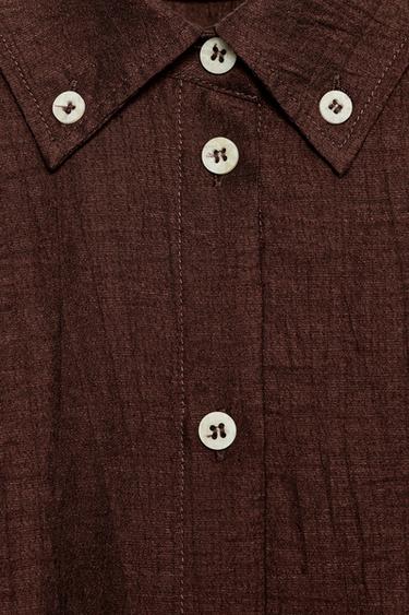 TOP À ÉPAULETTES EN LIN AVEC CEINTURE - Marron foncé de Zara - Image 8