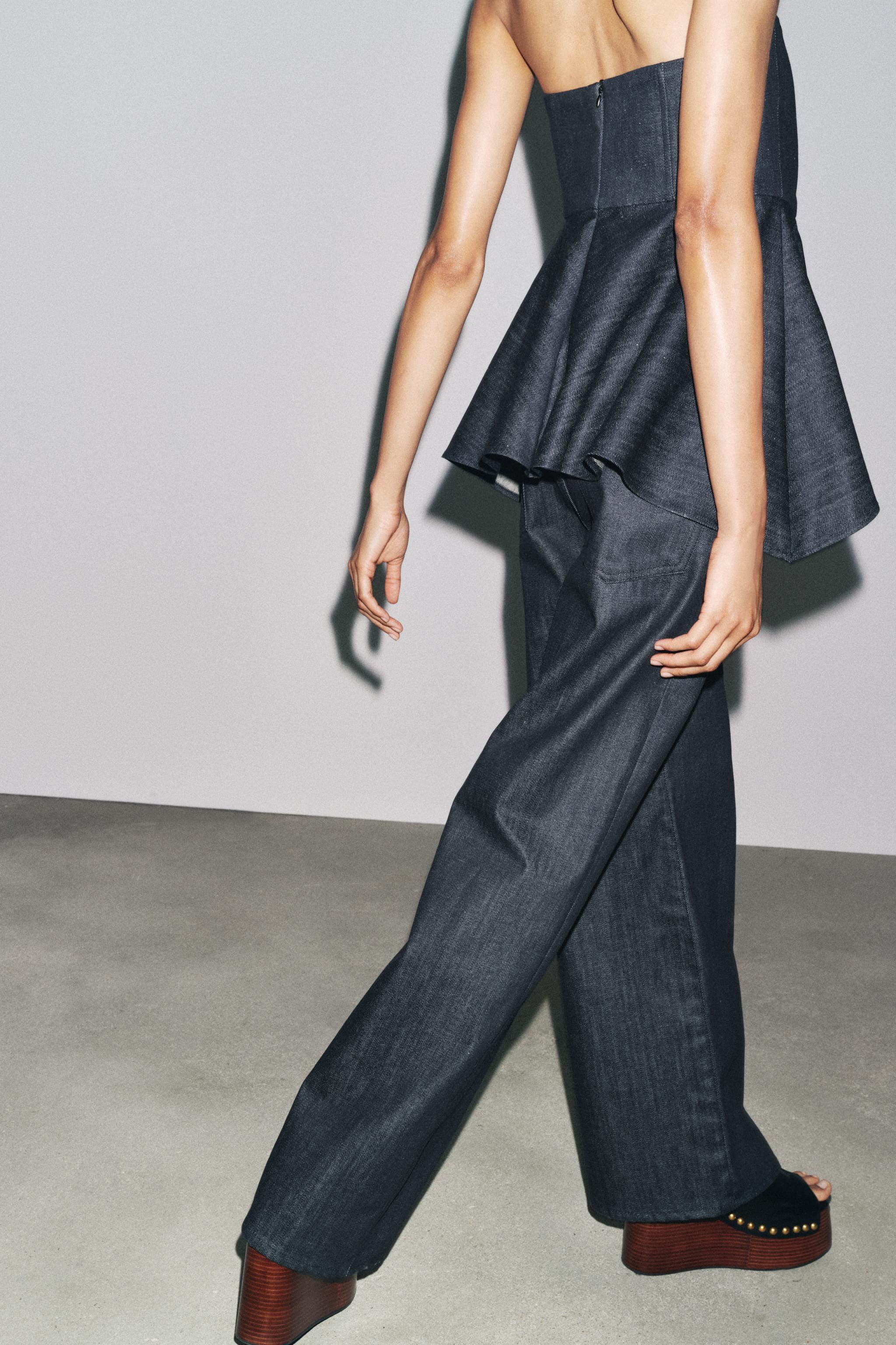 ZARA JEANS ZW COLLECTION ワイドレッグ ローライズ 2183/075 ZW COLLECTION WIDE LEG LOW RISE JEANS - Blue | ZARA United